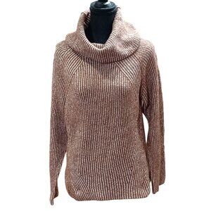 Absolutely Famous Womens Cowl Neck Sweater Small Umber Combo Polyester/Spandex